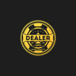 Casino dealer logo with poker chips